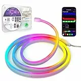 Kangtaixin Neon LED Strip 1m, Flexible Neon LED Streifen mit App-Steuerung, 5V RGB LED Band Neon Seil Lampe, DIY-Formen, Musik Sync, LED Lichtband für Wohnzimmer, Schlafzimmer, Wand, Gaming Deko