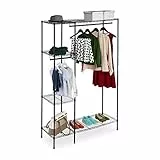 Relaxdays Offener Kleiderschrank, mit Kleiderstange, freistehendes Schranksystem, Metall, HBT 180 x 120 x 45 cm, schwarz
