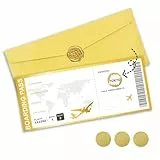 Sugeru Reisegutschein Flugticket mit Rubbelaufkleber,Umschlag | Spezial Rubbellos Gutschein-Karte als Geburtstagskarte,Kinogutschein,Gutscheinkarte zu Weihnachten,Einladung (FLUGTICKET I)