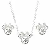 Kaguyo Schmuckset für Damen – Roségold 925 Sterlingsilber, Amethyst, klare blaue Zirkonia, Maus-Anhänger-Halskette mit niedlichen Maus-Ohrsteckern, Schmuckset für Damen und Mädchen (silver clear)