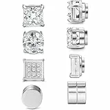 4 Paar Magnet Ohrringe, Herren Magnetische Ohrringe für Männer Ohrstecker Herren Magnetisch Ohrclips, Magnetische Ohrstecker aus Edelstahl, Fake-Ohrringe (6 mm)