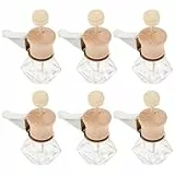 HEMOTON 6 Stück Auto Lufterfrischer Flaschen aus Klarem Glas mit Holzdeckel Nachfüllbare Duftöl Behälter für Ätherische Öle Aromatherapie Diffuser Langlebig und Dekorativ für Fahrzeug und