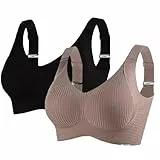 2er Pack BH Damen Ohne Bügel Push Up BHS Seamless Bra Starker Halt Nahtloser Bequem Soft Gepolstert Klassische Bustier Komfort Vollschalen Büstenhalter Verstellbar Unterwäsche Für Alltag,# 08,5XL