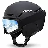 VCOROS Skihelm mit Skibrille Skihelme für Damen und Herren mit Abnehmbare Ohrpolster Atmungsaktiver Stoßdämpfung UV Verstellbarer Snowboard Helm für Skifahren