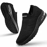 Littleplum Damen Slip On Sneakers Leicht Turnschuhe Bequem Atmungsaktiv Mesh Sneakers Damen Sportschuhe,B Schwarz,41 EU