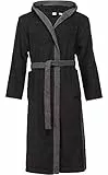 Ladeheid Herren Frottee Bademantel aus 100% Baumwolle LA40-190 (Schwarz-30/Dunkelgrau-12, M)