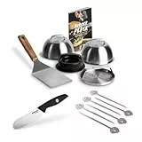 BURNHARD® Burger-Set 8-TLG. inkl. Burgerspieße & Bun Knife - Burgerpresse, Wender, Smasher, 2 Melting Domes aus Edelstahl und Rezeptheft