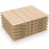 PORTENTUM Wäscheklammern aus Holz, 100 Stück, Natur - Robust mit Starkem Halt für Wäscheleine im Freien, Basteln und Haushalt, Größe 7,5 x 1,0 x 1,3 cm