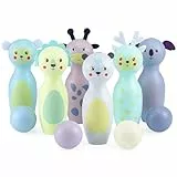Mamabrum Holz-Bowling-Set für Kinder – Tierfiguren, Motorikspielzeug, 6 Kegel und 4 Kugeln, langlebig und sicher, perfekte Indoor-Aktivität, pädagogisches Spielzeug