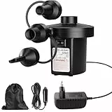 Elektrische Luftpumpe, Luftpumpe für luftmatratzee mit 3 Düsen, 240V AC / 12V DC, Inflate und Deflate Elektrische Pump für Camping im Freien, Luftmatratzenbetten, Boote, aufblasbare Kissen
