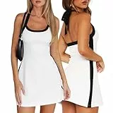 MeeQee Damen Kleider Sexy Tank Ärmellos Quadratischer Ausschnitt Minikleid Rückenfrei Enges Kurzes Kleid Neckholder Bodycon Figurbetontes Partykleid Clubwear