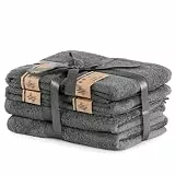 DecoKing 6er Set Graphit Baumwolle 4 Handtücher 50x100 cm und 2 Badetücher 70x140 cm Duschtücher Bambus Viskose saugfähig antibakteriell Bamboo Bamby grau anthrazit Graphite Grey dimgray
