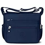 JUYANO Umhängetasche Damen Mittelgroß, Nylon Wasserdicht Handtasche Damen mit mehreren Taschen Leichte Crossbody Bag Damen Verstellbarer Breitem Freizeit für Einkaufen Reisen Schule