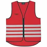 ABUS Warnweste Lumino Day Vest – rote Sicherheitsweste für bessere Sichtbarkeit bei Tag und Nacht - für Erwachsene - mit Reißverschluss - Größe M