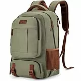 Tzowla Canvas Laptop Rucksack aus Segeltuch,Reise Backpack Tasche Herren und Damen,Arbeit Reiserucksack für 15,6 Zoll Notebook-Rechner,Büchertasche mit USB-Ladeanschluss,Grün