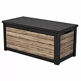 Keter Auflagenbox/Kissenbox 623 Liter l 157x72x69 cm l 100% Wasserdicht l mit Belüftung dadurch kein übler Geruch/Schimmel l Moderne Holzoptik l Deckel belastbar bis 250 KG Modell 2027