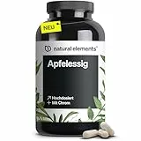 natural elements Apfelessig Kapseln – 180 Kapseln mit 1300mg Apfelessig pro Tagesdosis – vegan, hochdosiert, ohne unnötige Zusätze – in Deutschland produziert & laborgeprüft