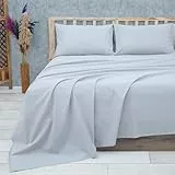Vency Bettwäsche-Set für Doppelbett, Baumwolle, Hellgrau, 4-teilig, komplettes Spannbettlaken für Doppelbett Maxi 180 x 200 cm, Oberlaken und 2 Kissenbezüge 50 x 80 cm