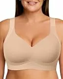 As Fairy Atmungsaktiver Bequem BH für Große Brüste Ohne Bügel Seamless Minimizer Nahtlose BHS, Volle Abdeckung Bralette mit Breiten Trägern(Beige L)