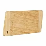 Relaxdays Schneidebrett aus Bambus, eckiges Hackbrett mit Loch, massives Holzbrett zum Servieren, HxBxT 2x38x18cm, natur