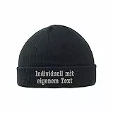 Wolfszeit personalisierte Strickmütze Bestickt mit deinen Namen (schwarz)