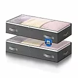 AIOR 2 Stück 60L Unterbettkommode mit Sichtfenster, Faltbare Unterbett-Aufbewahrungstasche Kleideraufbewahrung, Decken Organisator Lagerbehälter, 80x50x15cm