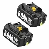 2 Stück 18V 8,0Ah Ersatzakku für Makita Akku 18V BL1860B BL1830 BL1850 BL1845 BL1840 BL1860 Li-Ion Akku Kompatibel mit Makita 18V Elektrowerkzeugen und Ladegeräten mit LED-Anzeiger (2PACK)