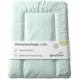 Geuther Wickelauflage abwaschbar 52x75 cm | Wickelunterlage Lilly für Wickelregal Clarissa & andere | Sicher dank erhöhtem Rand & Kopfschutz | Wickeltischauflage | Design Starry Night Green