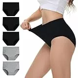 NUOZA Unterhosen Damen Unterwäsche Frauen Schlüpfer Damen Baumwolle Bauchweg Slips Mehrpack Taillenslip 5er Pack Shaping Wochenbett Unterwäsche Schwarz Grau M