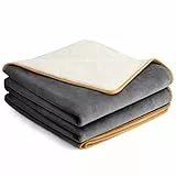 LE SURE Wasserdichte Fleecedecke, waschbar, 152 x 203 cm, ultraweiche, graue Hundedecke über Sofa, Bett, Garten, Doppel-/Doppeldecke mit weichem Plüsch, passend für alle Jahreszeiten