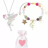 ZexJpr 3 Stück Zahnfee Geschenke Mädchen, Zahnfee Geschenke, Kette Mädchen, Farbige Fee Halskette, Perlenarmband Und Liebe Tasche, Schmuckgeschenke, Geeignet als Ermutigung, Taufe