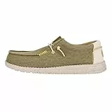 HEYDUDE Wally Coastline Jute Herren - Slip on Schuhe - Mokassin Stil, Olive, 43
