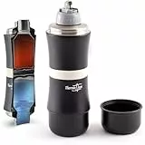 ThermoTom® 2in1 Thermosflasche 2×500ml – Doppelkammer Isolierflasche heiß & kalt | Breite Öffnung (5 cm) für Suppe, Snacks & Getränke | Edelstahl, 2 Becher, ideal für Outdoor & Arbeit