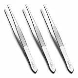 Beaditive 14 cm Nähmaschinen-Pinzetten-Set (3-teilig) gezahnte gerade Spitzen | Professionelle Qualität, hohe Präzision | Rostfreier Stahl