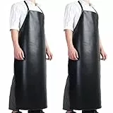 CHAMSUREUK 2 Stück 115CM Wasserdicht Schürze Ölresistenz Arbeitsschürze fleischerschürze metzgerschürze, für Herren Damen, Autowäsche, Labor, Metzger, Kochen, Küche, Schwarz
