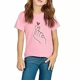 Mädchen T-Shirt Sommer Baumwolle Kurzarm Shirts Mode Druck Rundhals Tshirt weiß Freizeit Tops Cute Tee für Mädchen 2-12 Jahre (DE/NL/SE/PL, Alter, 9 Jahre, 10 Jahre, Regular, B - pink)