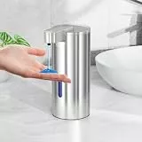 Fachixy Seifenspender Automatisch aus Edelstahl, Berührungsloser Sensor, USB-C Wiederaufladbar mit 2000 mAh Akku, 3-Stufig Einstellbar, 340 ml, IPX4 Wasserschutz für Bad, Küche und Toilette, Silber