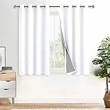 XWZO 100% Verdunkelungsvorhänge, 2 dicke Schichten, komplett schattierte Fensterbehandlung, wärmeisolierte, gefütterte Vorhänge mit Ösen für Schlafzimmer/Waschküche, weiß, B 52 x L 45, 2 Paneele