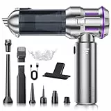 Handstaubsauger, 22000Pa 4-in-1 Handstaubsauger Akku Kabellos mit 1-Knopf-Selbstentleerung, Bürstenloser Motor Mini Staubsauger, 3 Stufen Saugstärke, Auto Staubsauger für Haus/Auto/Tierhaar, Silber
