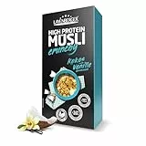 Layenberger High Protein Crunchy Müsli, 26% Eiweiß und 11% Ballaststoffe, vegan - 1er Pack (1x 375 g) - Kokos-Vanille