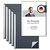 STRATAG Klemmmappen Klemmschienen-Set mit transparentem Deckel aus PP Kunststoff sowie Binderücken aus stabilem 320 g/m² Karton (Nadelstreifen, 6 Stück)