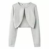 BlackButterfly Kinder Langarm Bolero Funkeln Strickjacke Mädchen (Silber, 11-12 Jahre)