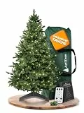 ArtiTree Künstlicher Weihnachtsbaum 180 cm – 100 % Spritzguss Nordmanntanne mit LED | Premium Tannenbaum naturgetreu inkl. FSC-Holzständer & Aufbewahrungstasche