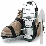 LALAGO 1 Paar Nagelschuhe Grün, Rasenlüfter Ausgleichsmasse mit Klettverschluss Schaufel, Rasenbelüftungsschuhe Estrich, Aerifizierer Stachelwalze Rasendorn, Vertikutierer Gardena für Hof Garten