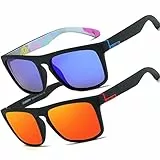 HGDGears Polarisierte Sonnenbrille für Herren Damen-UV400 Schutz Leicht Retro Klassische Vintage-Ideal für Autofahren,Reisen,Angeln,Outdoor-Aktivitäten（Tiefblau+rot）
