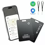 CASCHO 2 Pack Wallet Tracker Karte | MFi-zertifizierte Air Smart Tag Card, Kompatibel mit Apple Wo ist? App (nur iOS), Wiederaufladbarer Geldbörsen Tracker Karte für Wallet, Reisepässe, Gepäck,Schwarz