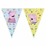Procos 91104 - Flaggenbanner Peppa Pig, Länge 230 cm, Größe der Wimpel ca. 17,5 x 25,5 cm, Girlande aus Kunststoff, Peppa Wutz, Party, Dekoration