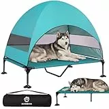Erhöhtes Hundebett mit UV-beständigem Sonnendach, Outdoor-Hundezelt mit leistungsstarken verstellbaren Füßen, tragbares Haustierbett mit breiterem Schatten, erhöhtes Kühlbett für Camping, Terrasse