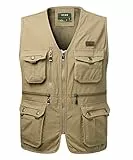KTWOLEN Herren Weste Ärmellos Anglerweste Funktionsweste Fotografie Jagdweste Arbeitsweste mit Vielen Taschen, Khaki, 4XL