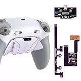 eXtremeRate RISE4 Plus MAX Remap Kit für ps5 Controller BDM-030/040/050, Re-Design Gummiert Griff Rückgehäuse&Back Paddles Aufsatz&Einstellbar Clicky Trigger Modul Kit für ps5–Weiß Grau